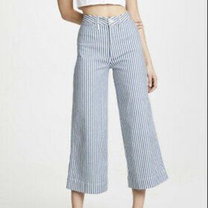 Madewell Emmett Wide Leg Pants in Blue and White Stripe